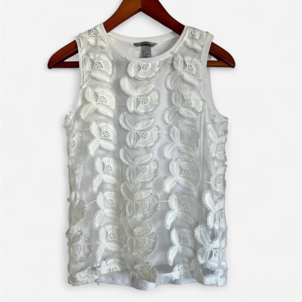H&M White Floral Eyelet Sleeveless Top | Size Small